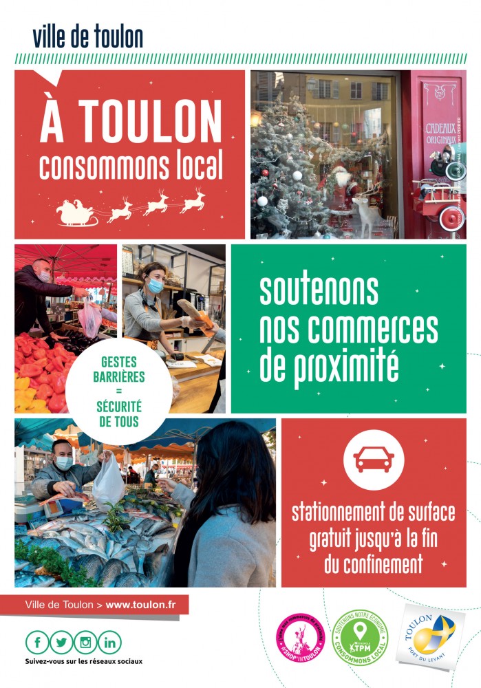 La ville de Toulon avec les commerces de proximité